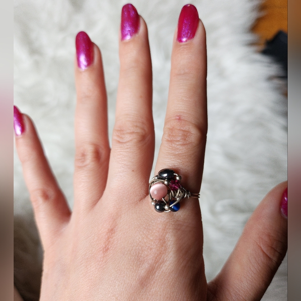 Elegant Silver and Pink Gemstone Ring